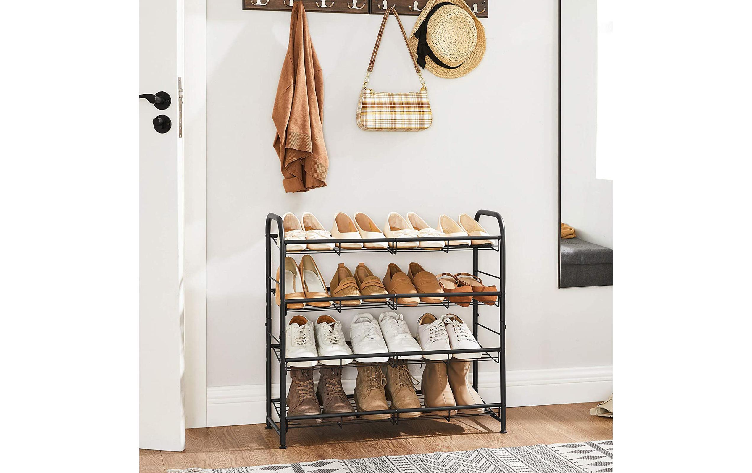 Schuhregal 68.5 x 65 cm, SchwarzSchuhgestell mit 4 Ablagen