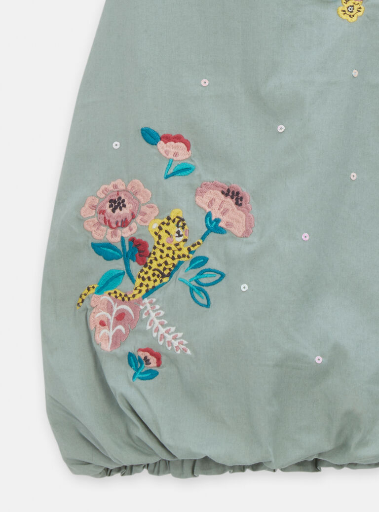 Robe vert sauge à motif fleuri pour bébé fille