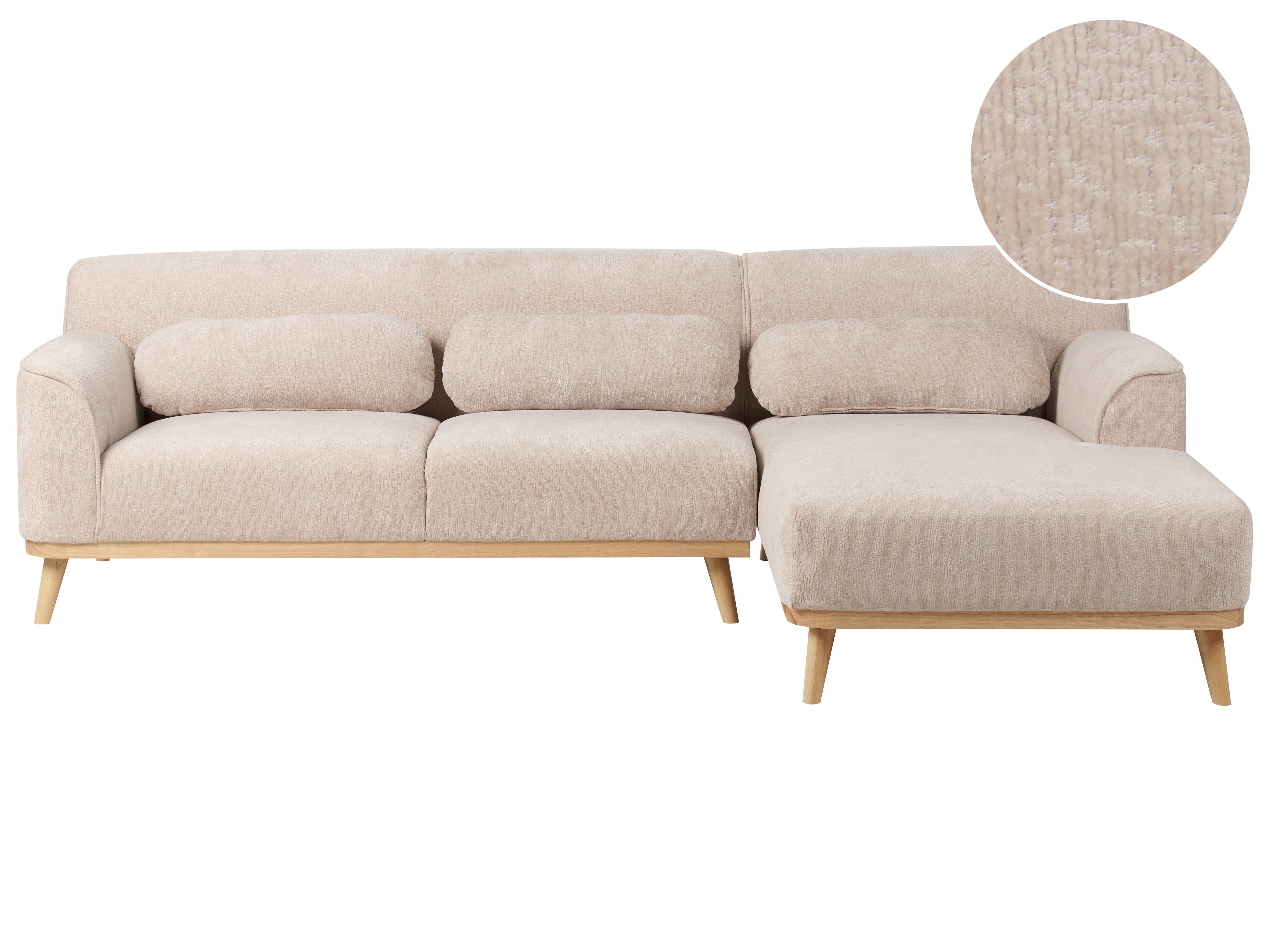 Hoekbank 3-zits SIMOS Chenille Beige linkszijdig