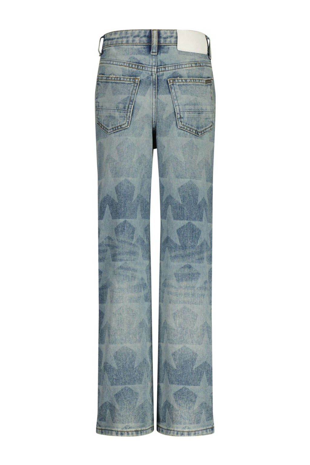 Vingino high waist wide leg jeans Cato Laser Star met sterren blue vintage