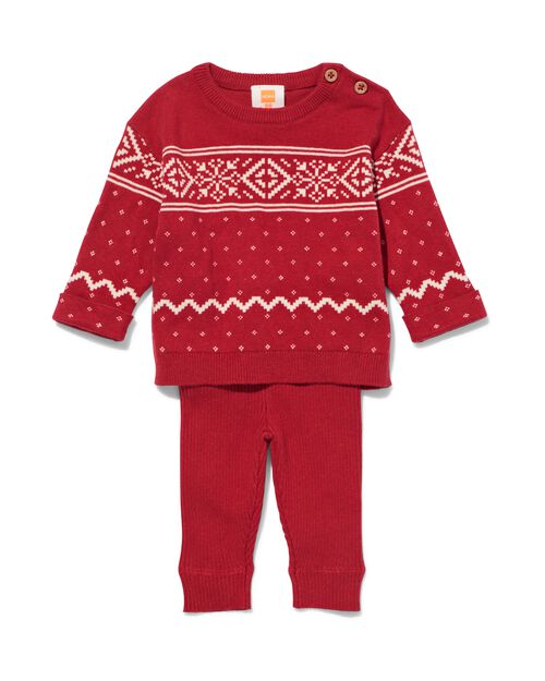 ensemble bébé tricoté rouge nordique  rouge