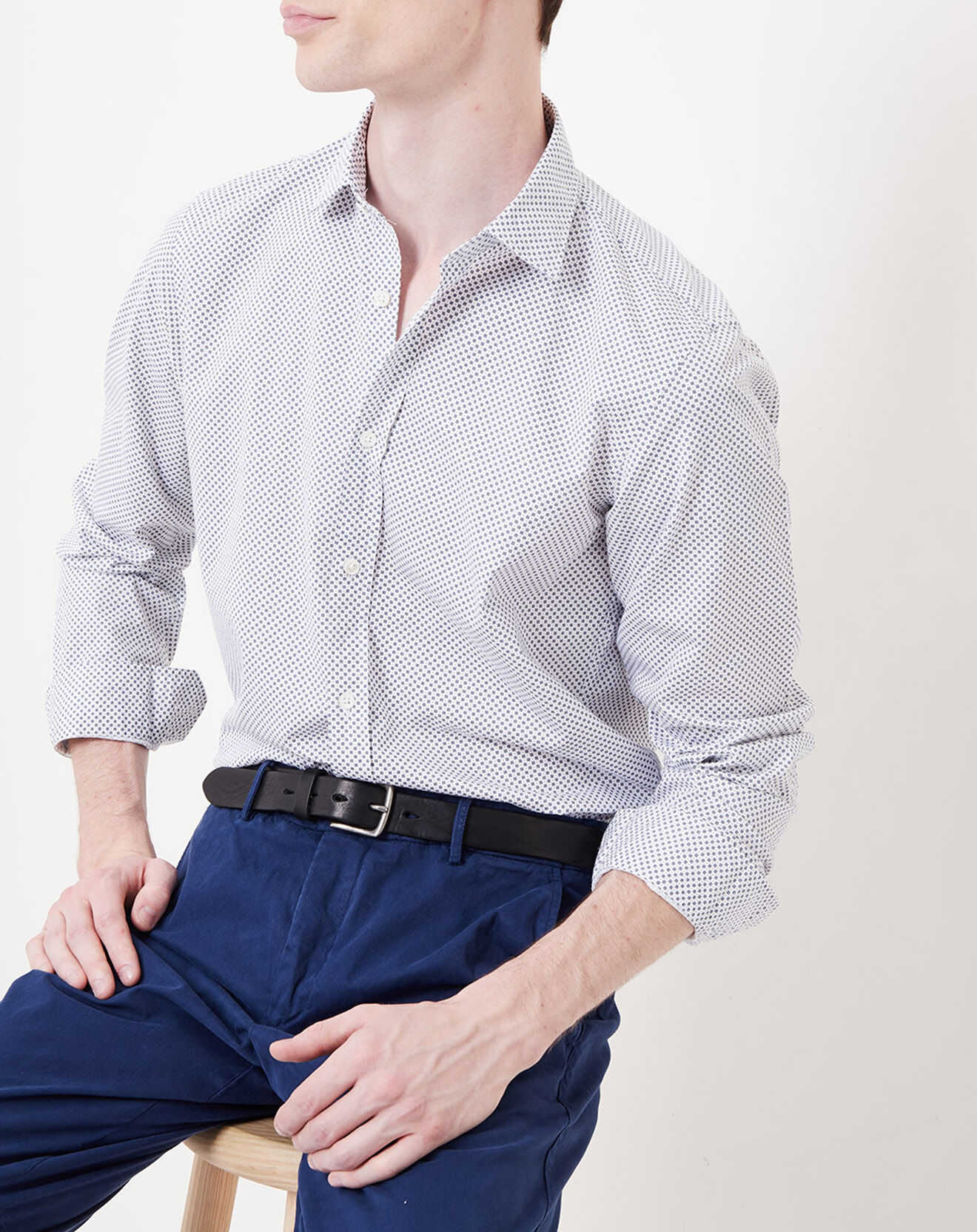 Hartford Chemise slim Sammy imprimée blanc/bleu