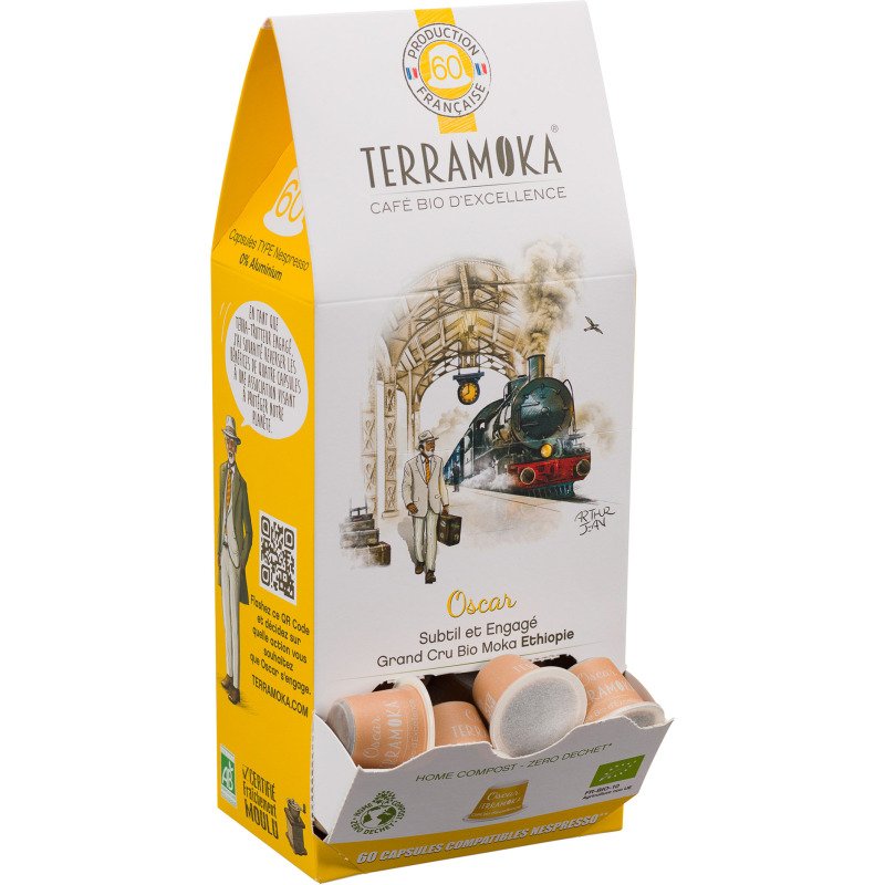 Capsules de café Terramoka Oscar Bio - Boîte distributrice de 60