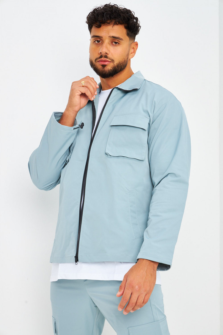 Ensemble de jogging veste + pantalon bleu grisé à boutons