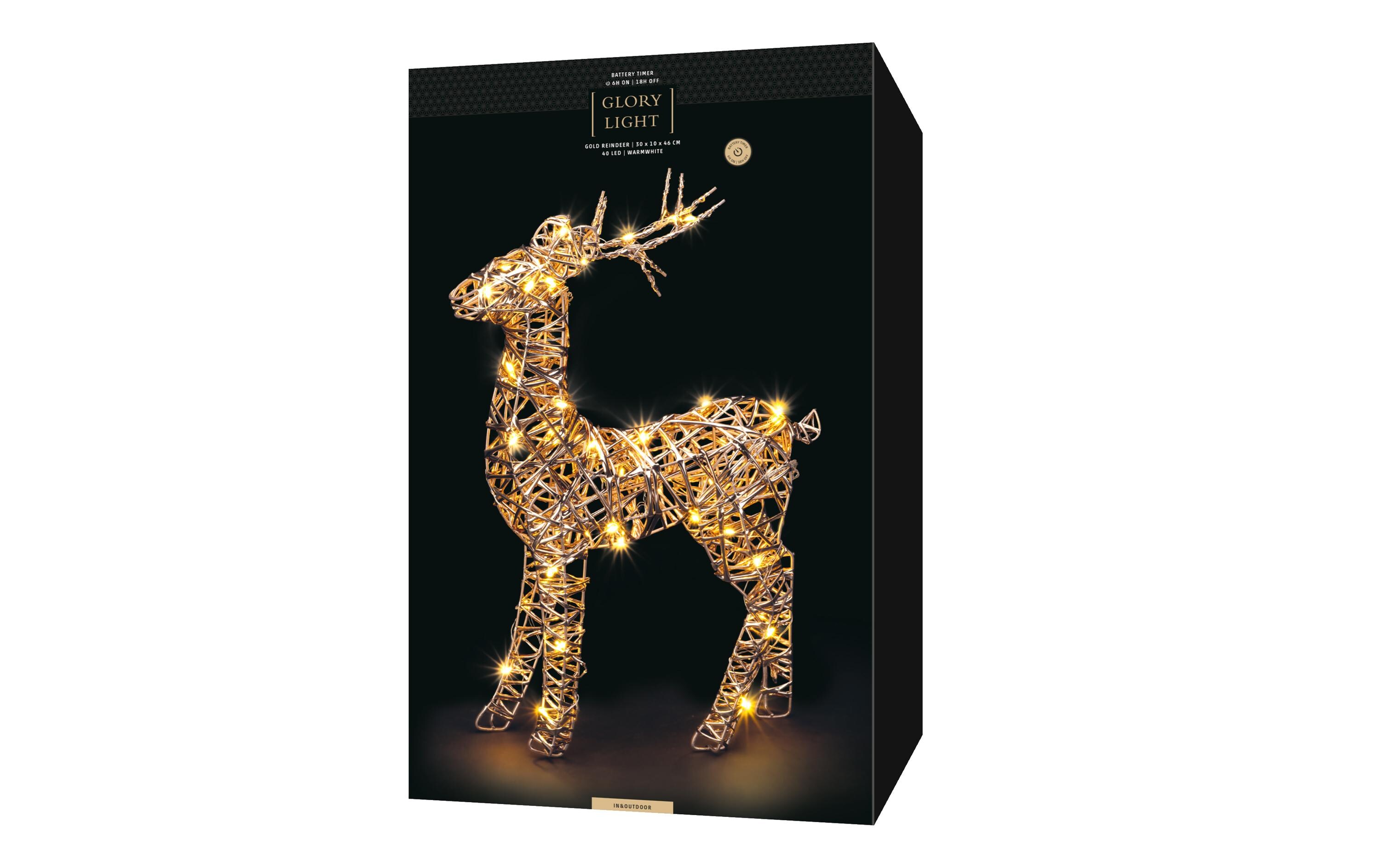 Gold reindeer, 30 WarmweissLED Dekoration