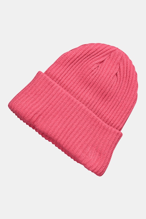 Strickmütze, breiter Umschlag, weicher Rippstrick