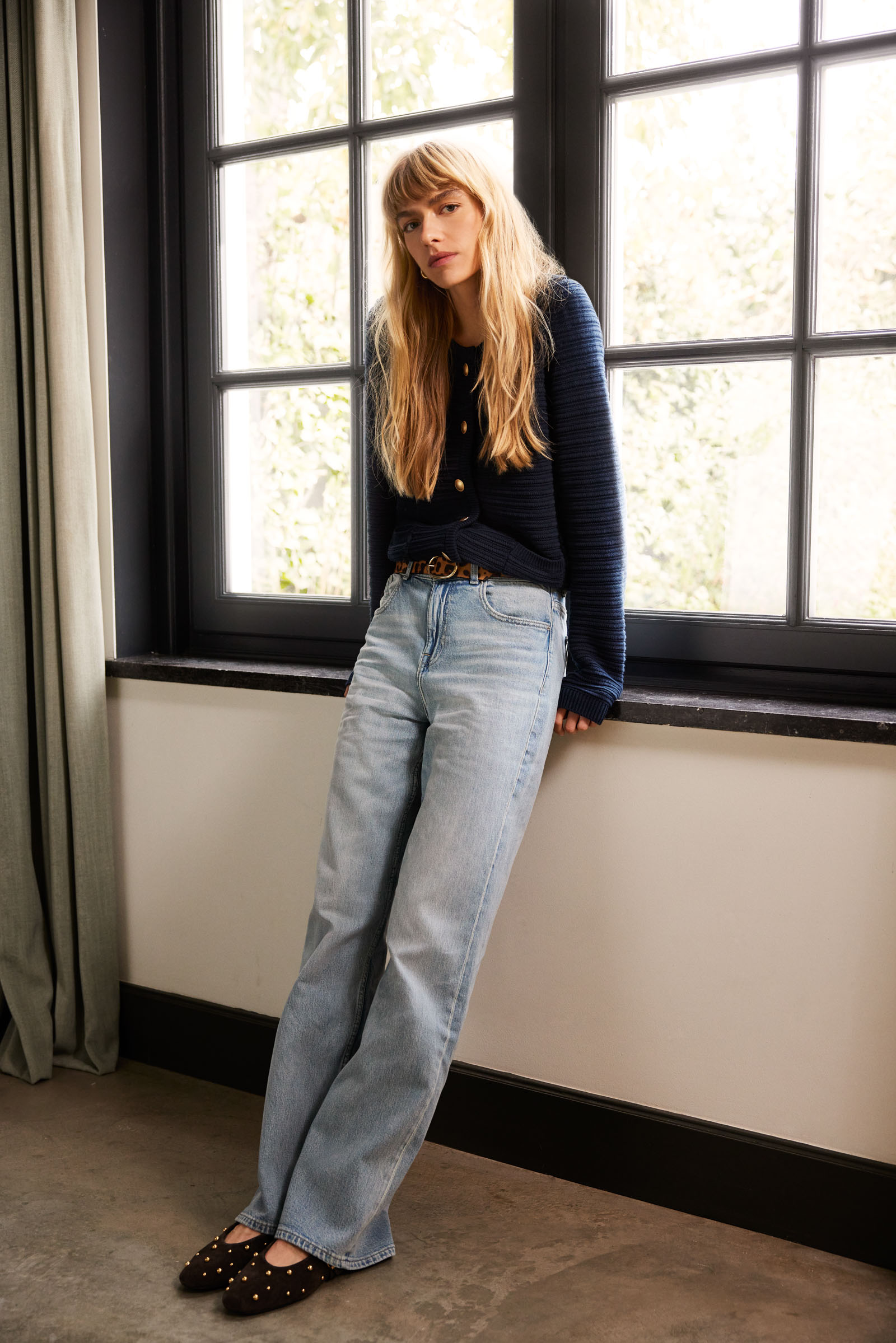 High rise wide leg jeans met stretch WE Fashion Blauw