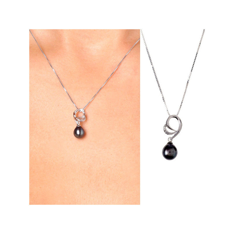 Pendentif Perle de culture Pierres Cz et Argent 925