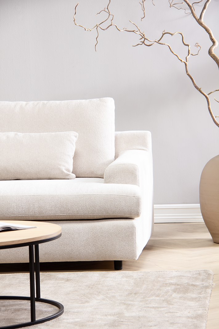 Roma 3-seter XL Tekstil Raven 24 Light Beige med sorte ben