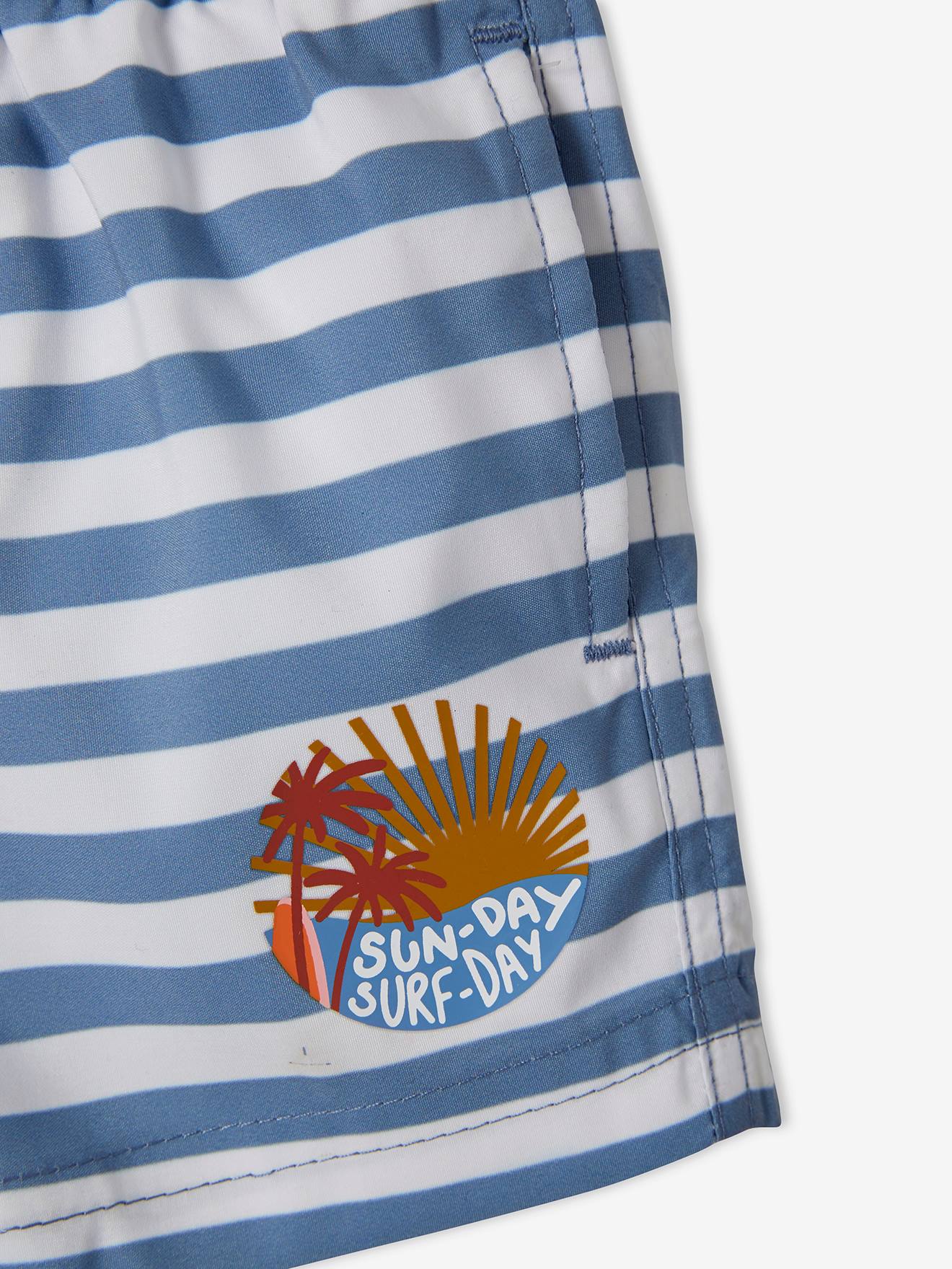 Maiô Baby Surf, azul médio com listras