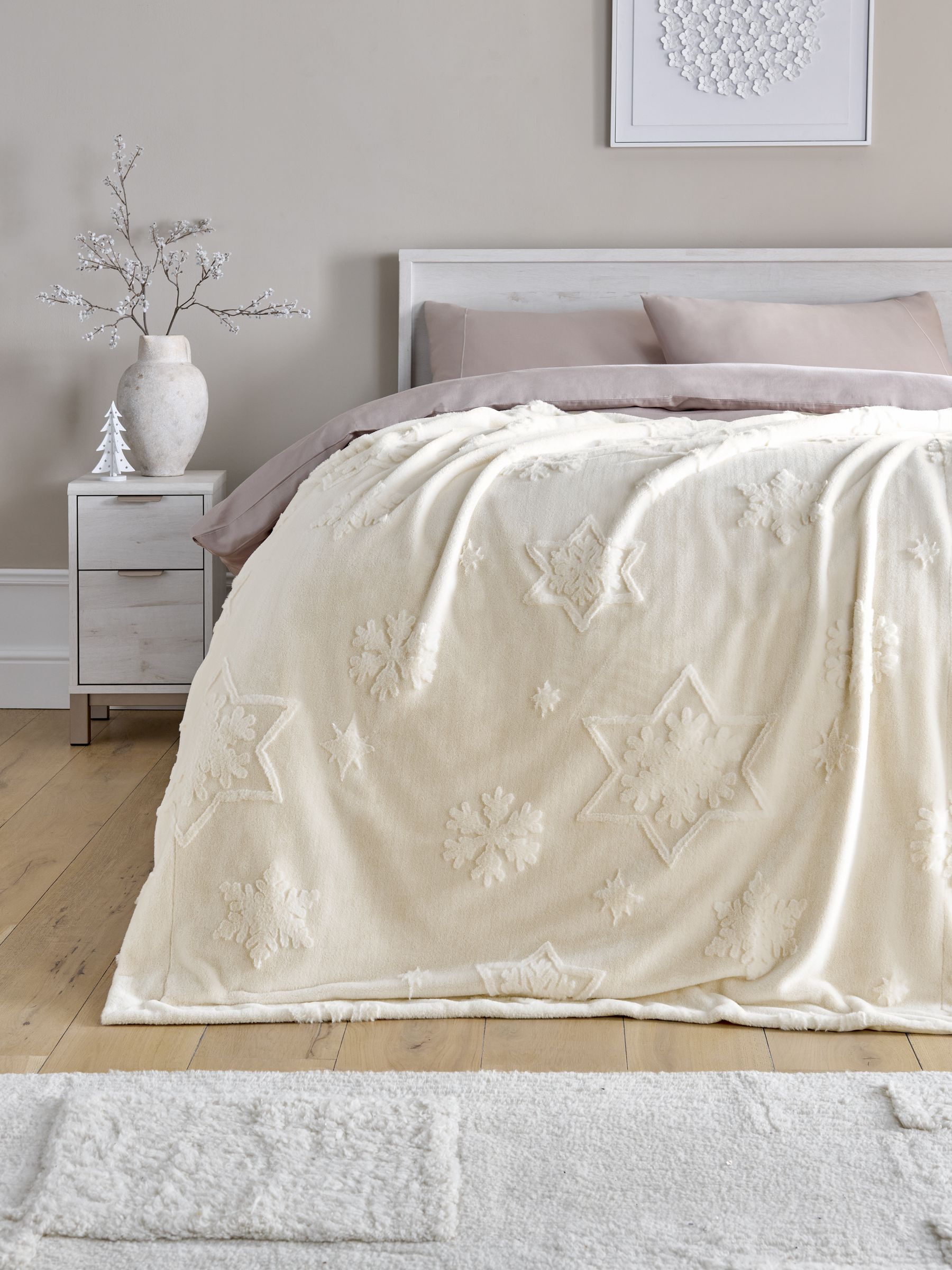 Christmas Snow Flake Cut Fur Throw
