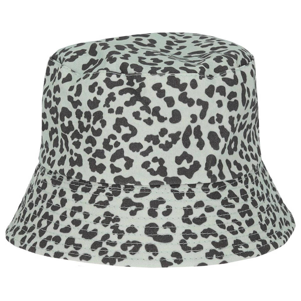 bucket hat met all-over panterprint lichtblauw