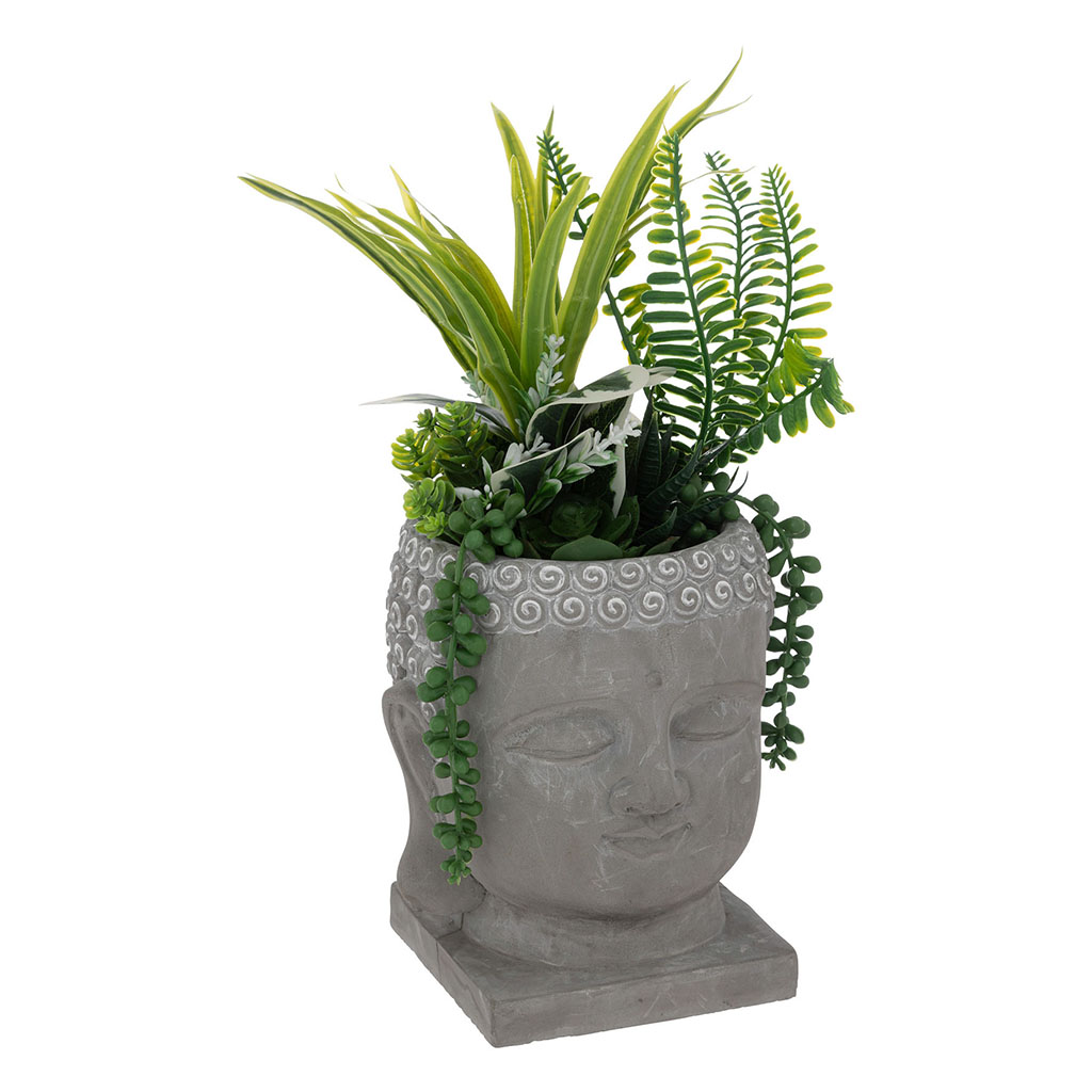 Plante artificielle pot ciment Buddha H 35cm