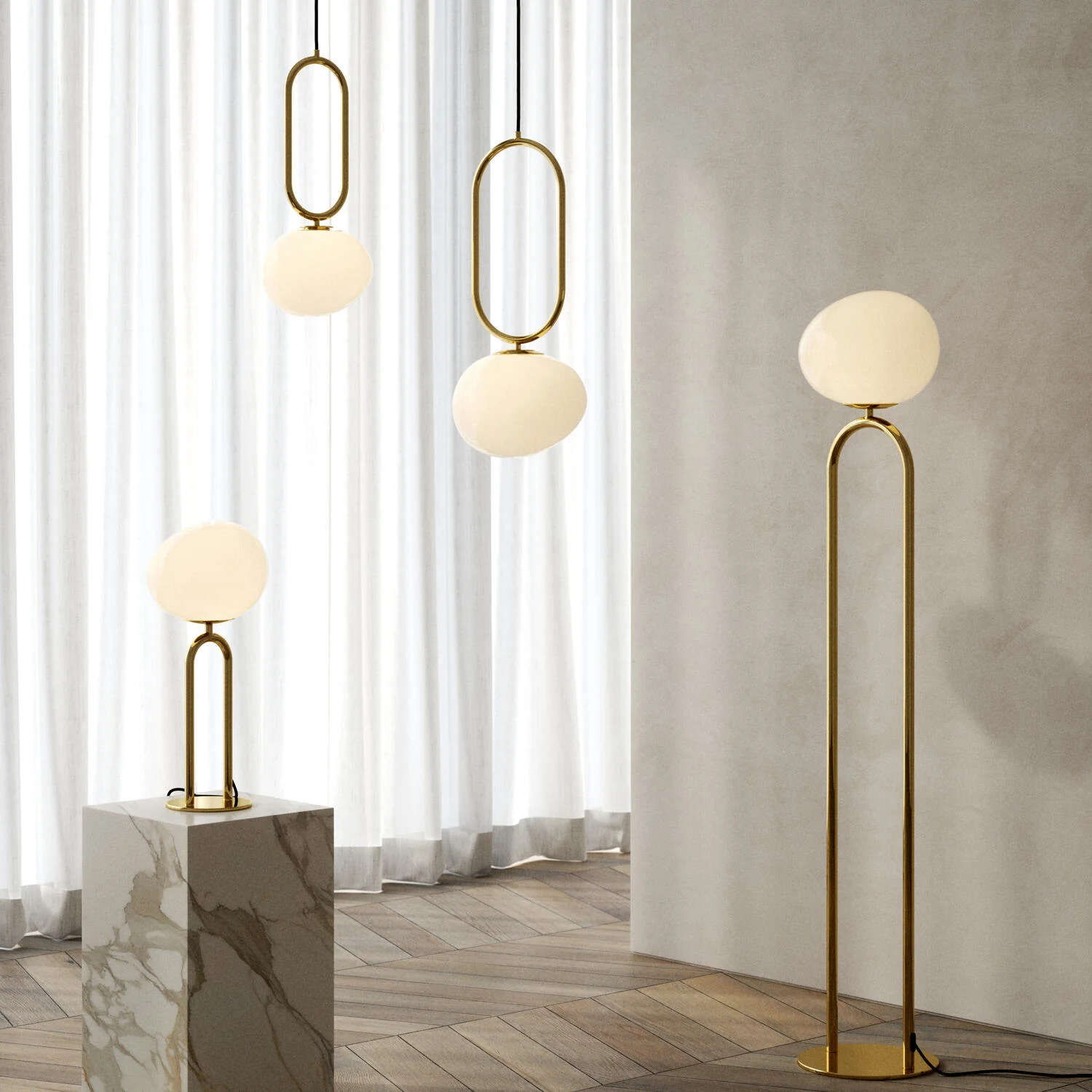 Design For The People  Shapes gulvlampe - messing