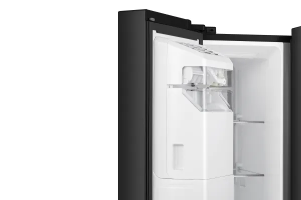 Hisense Side-by-side - RS818N4TFE CR, Fritstående, Amerikansk dør, Sort, Berøring, LED, På døren