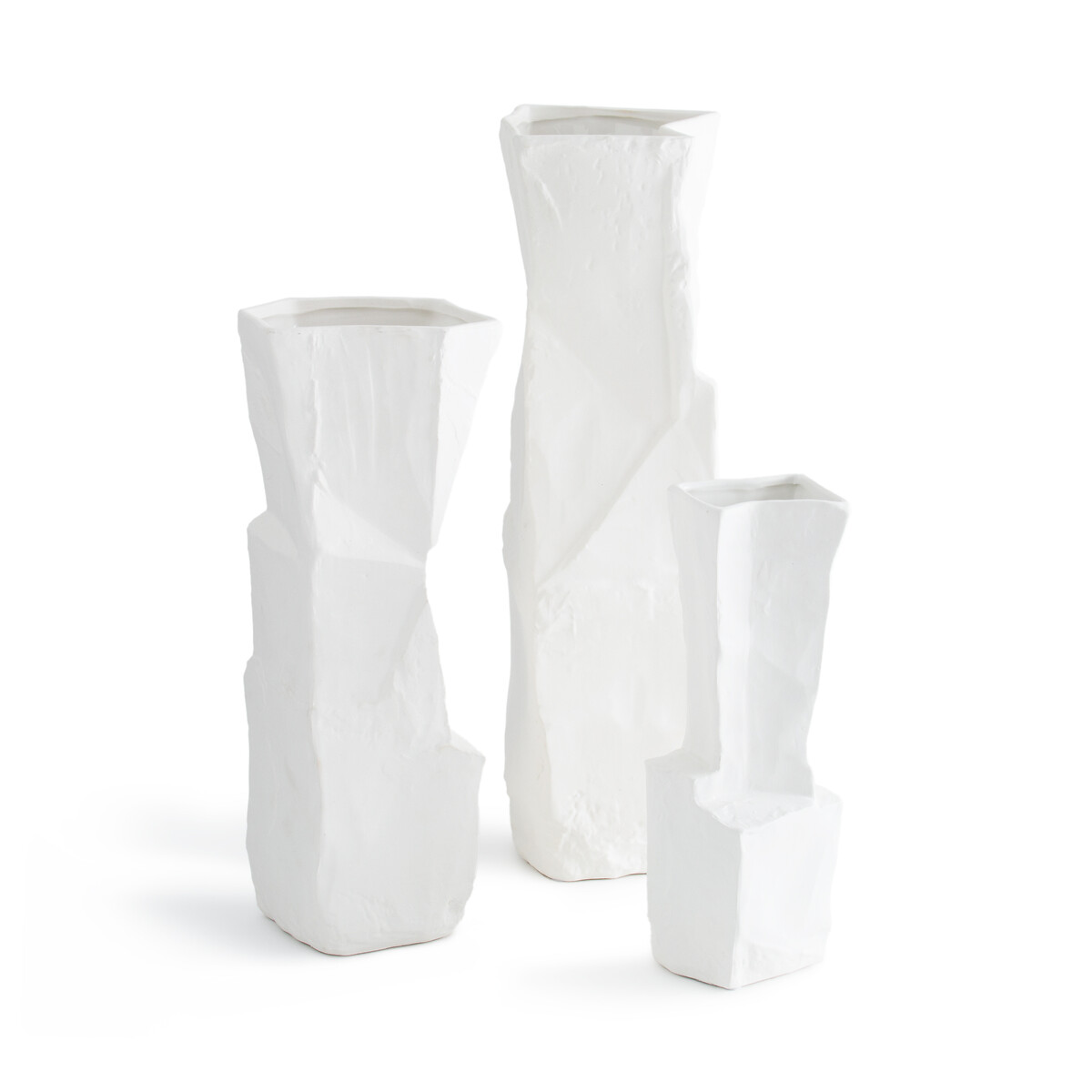 AM.PM<br>Vaso geométrico em cerâmica fosca, 51 cm de altura, Risa