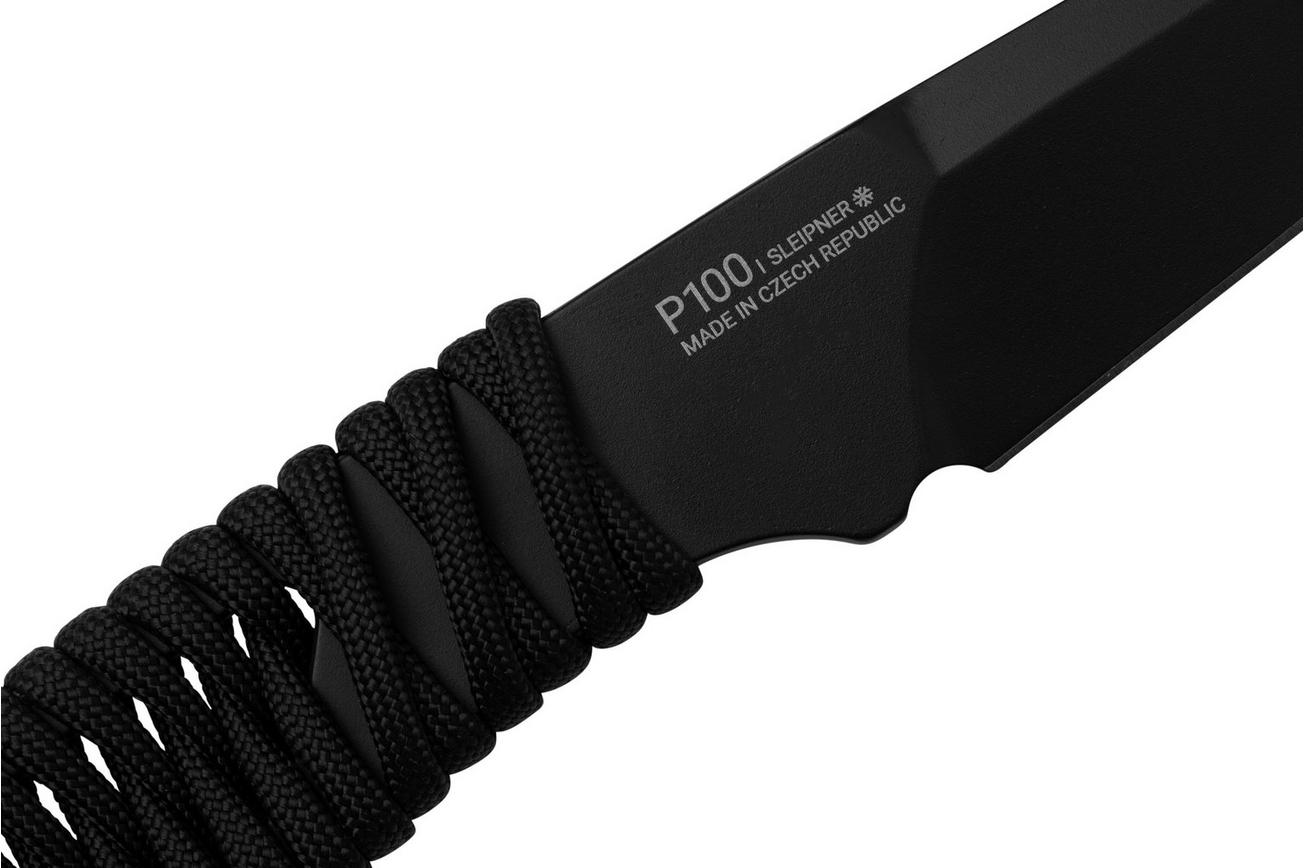 ANV Knives P100 Sleipner Cerakote, Black Paracord, P100-037, Black Kydex Sheath, nekmes