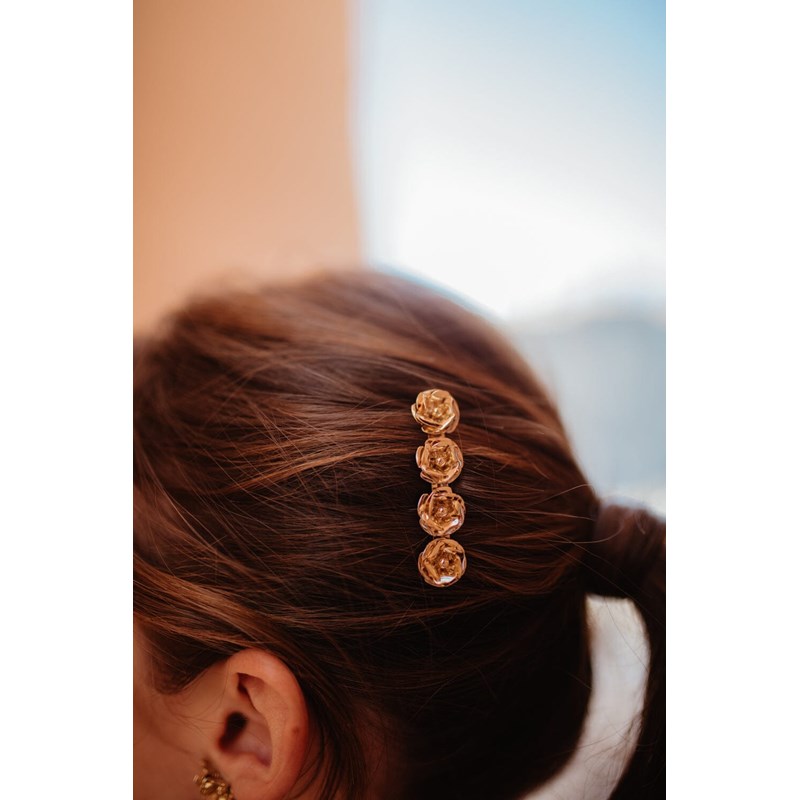 mini barrette fleurs doré à l'or fin - AGLAÉ