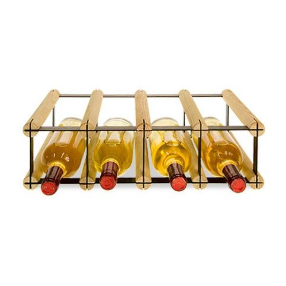 PROREGAL Modulair Wijnrek Vinotega Mod Metaal HxBxD 12,5 x 42,5 x 24,5 cm 4 x 1 Flessen Massief grenenhout Natuurlijk