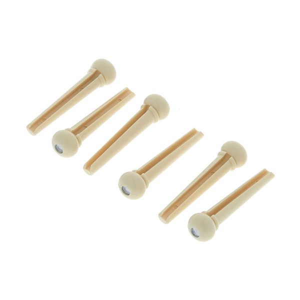 Harley Benton Bridge Pin Set Ivory mit Punkt