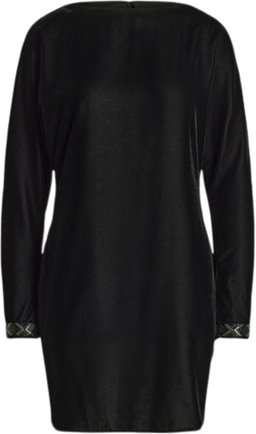 Lauren Ralph Lauren DRESS WT VELVET-COCKTAIL W/ TRIM Black velvet