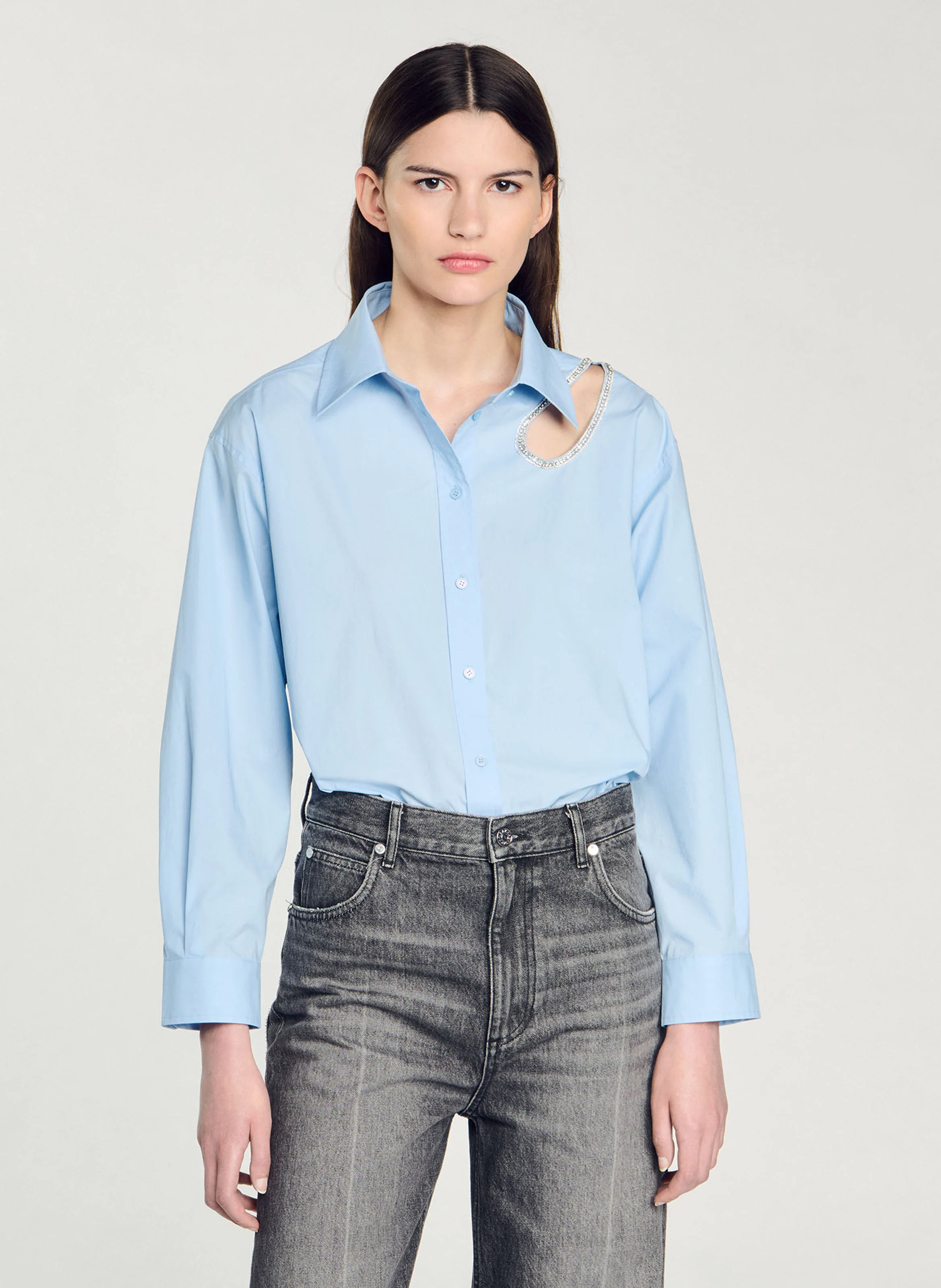 Chemise col classique en coton | Bleu