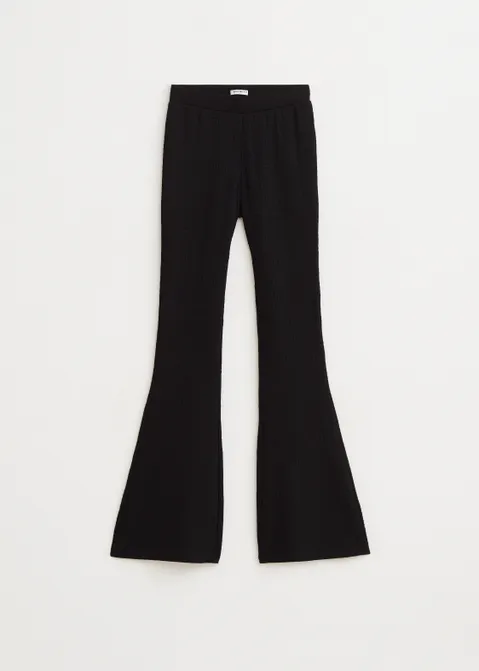 Flared broek met structuur zwart (ZWART)