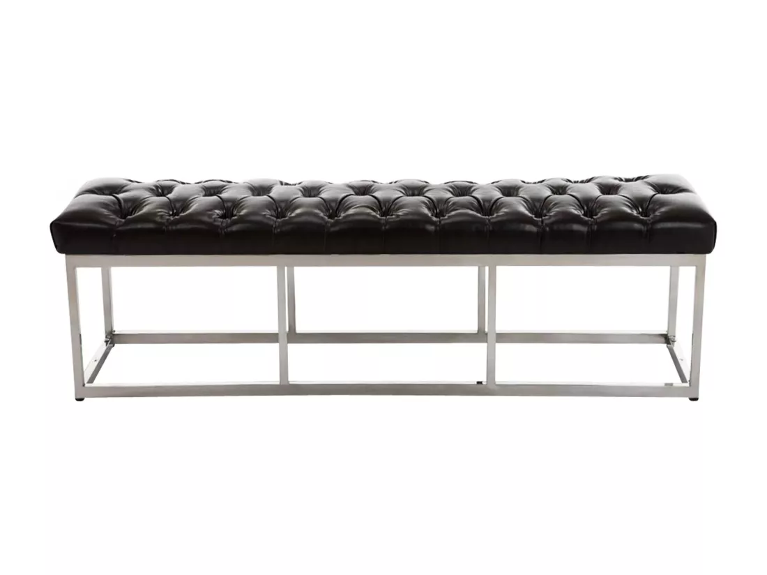 Banquette - Similicuir & Acier inoxydable - Marron - Amun