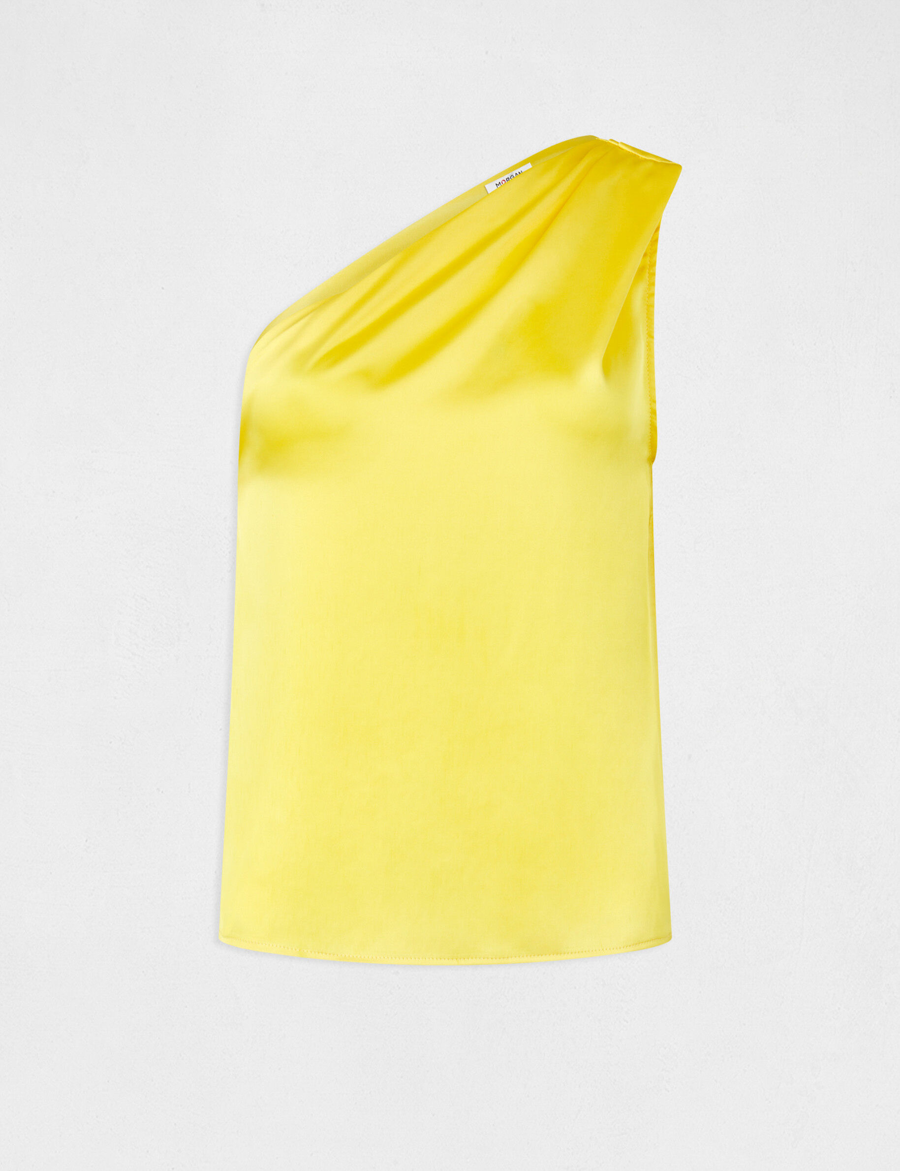 Blouse asymétrique satin jaune femme - jaune