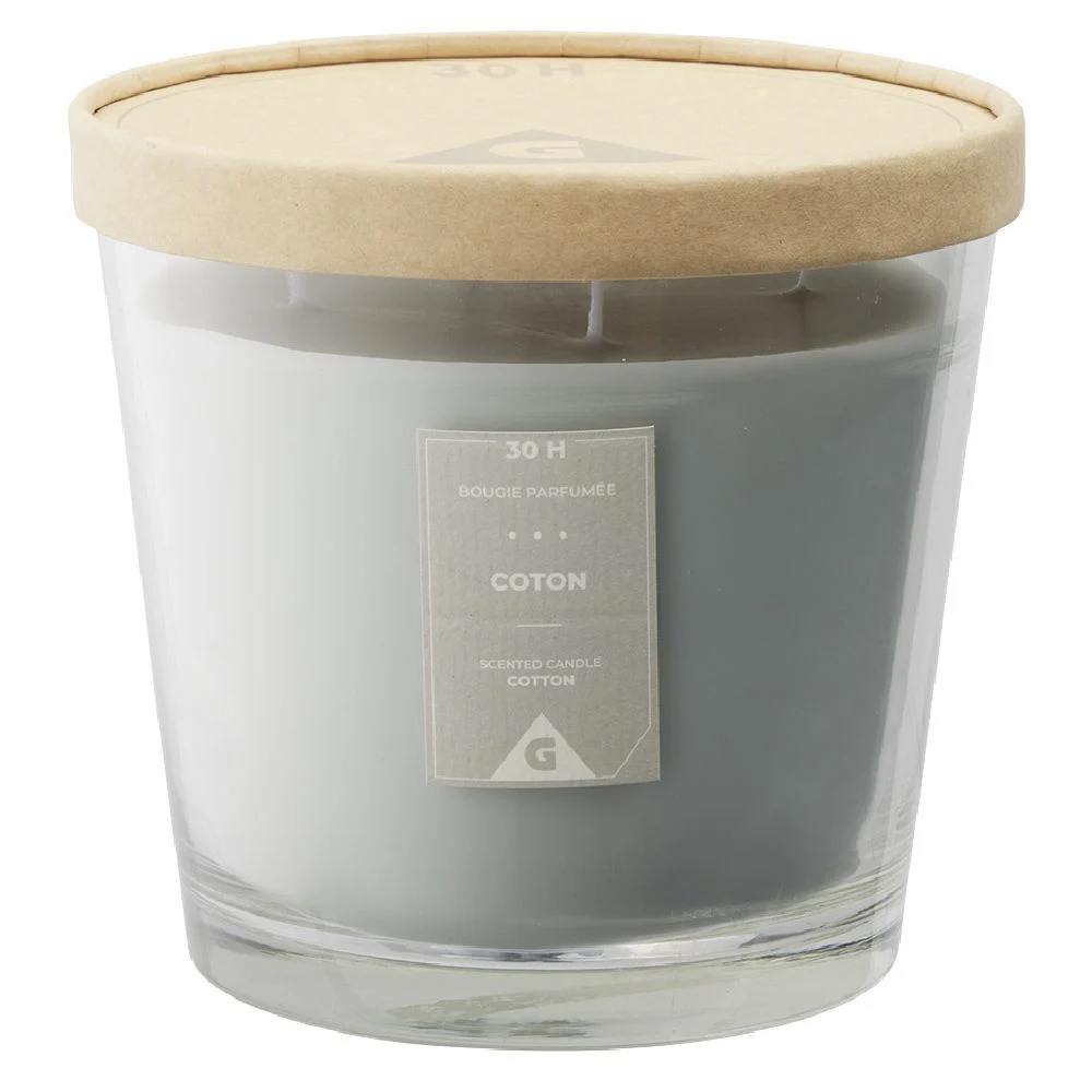 Bougie parfumée dans verre senteur coton Ø13,5xH12,5cm 30H