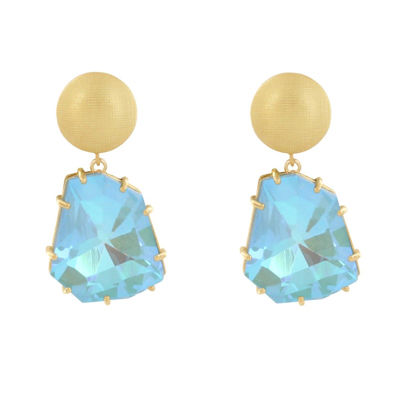 Boucles d'Oreilles Clip Gaufré Métal Doré et Gros Strass