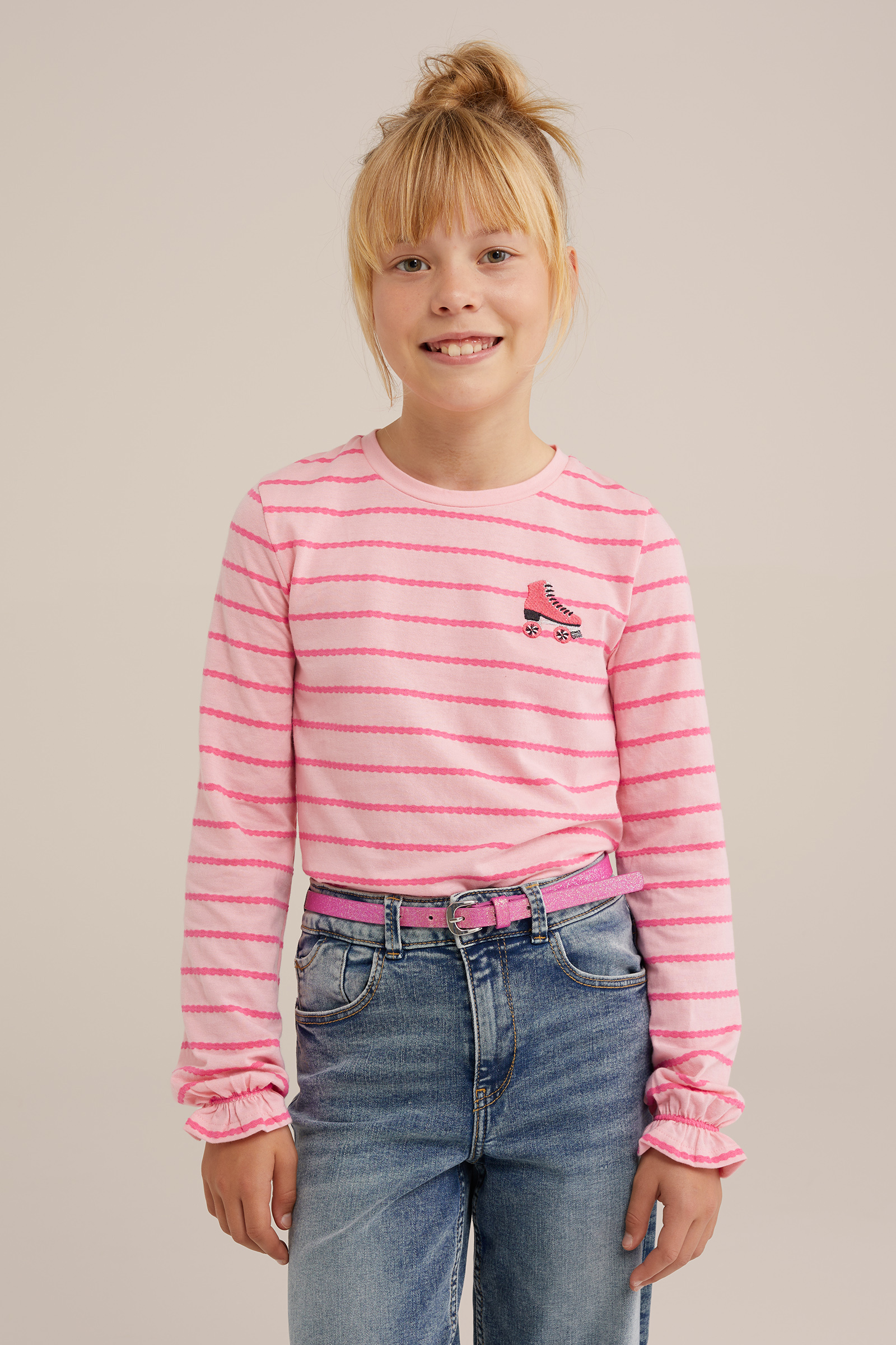 Meisjes T-shirt met dessin WE Fashion Roze