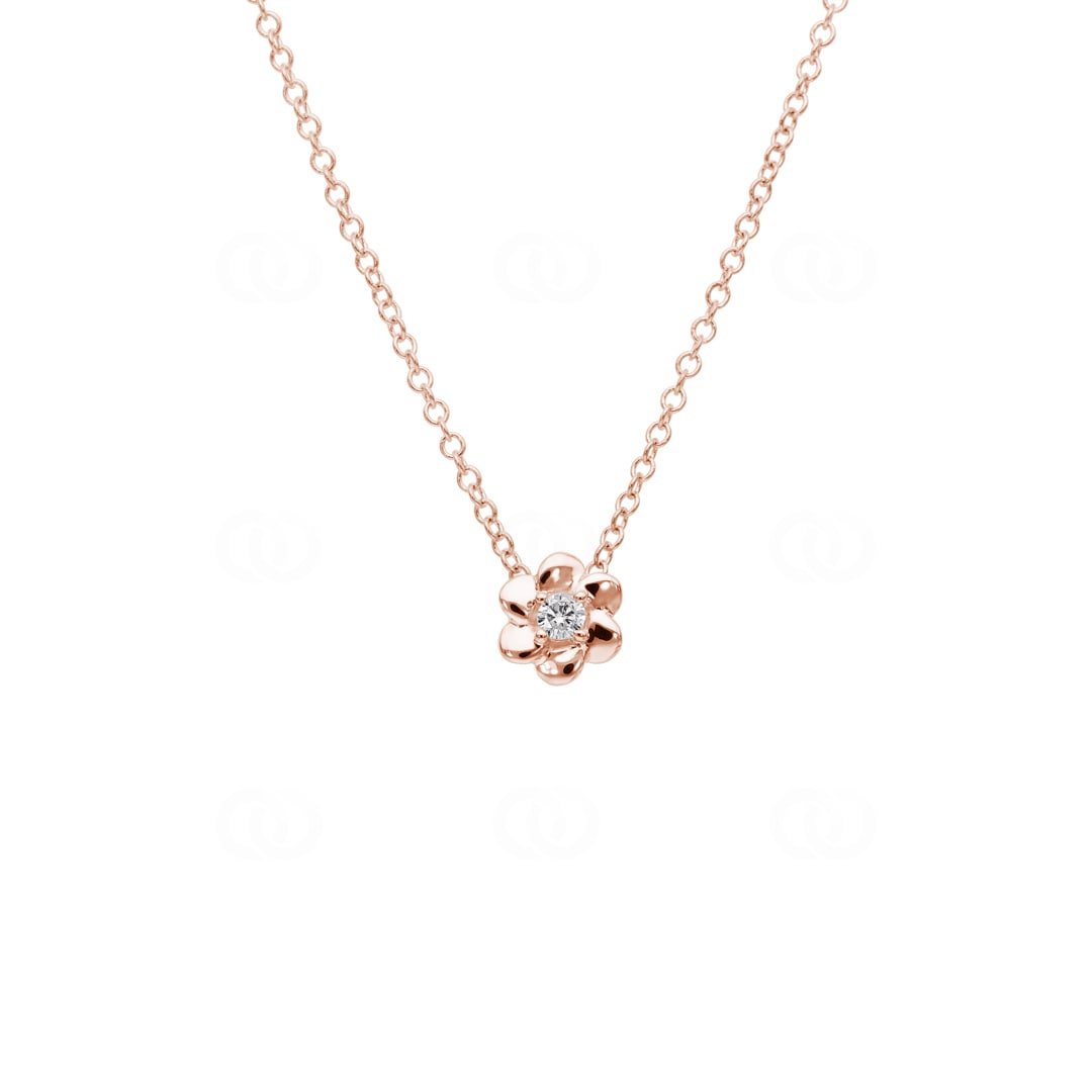 Collier mit Anhänger 750/18 K Roségold mit Diamant 0.04ct H/Si