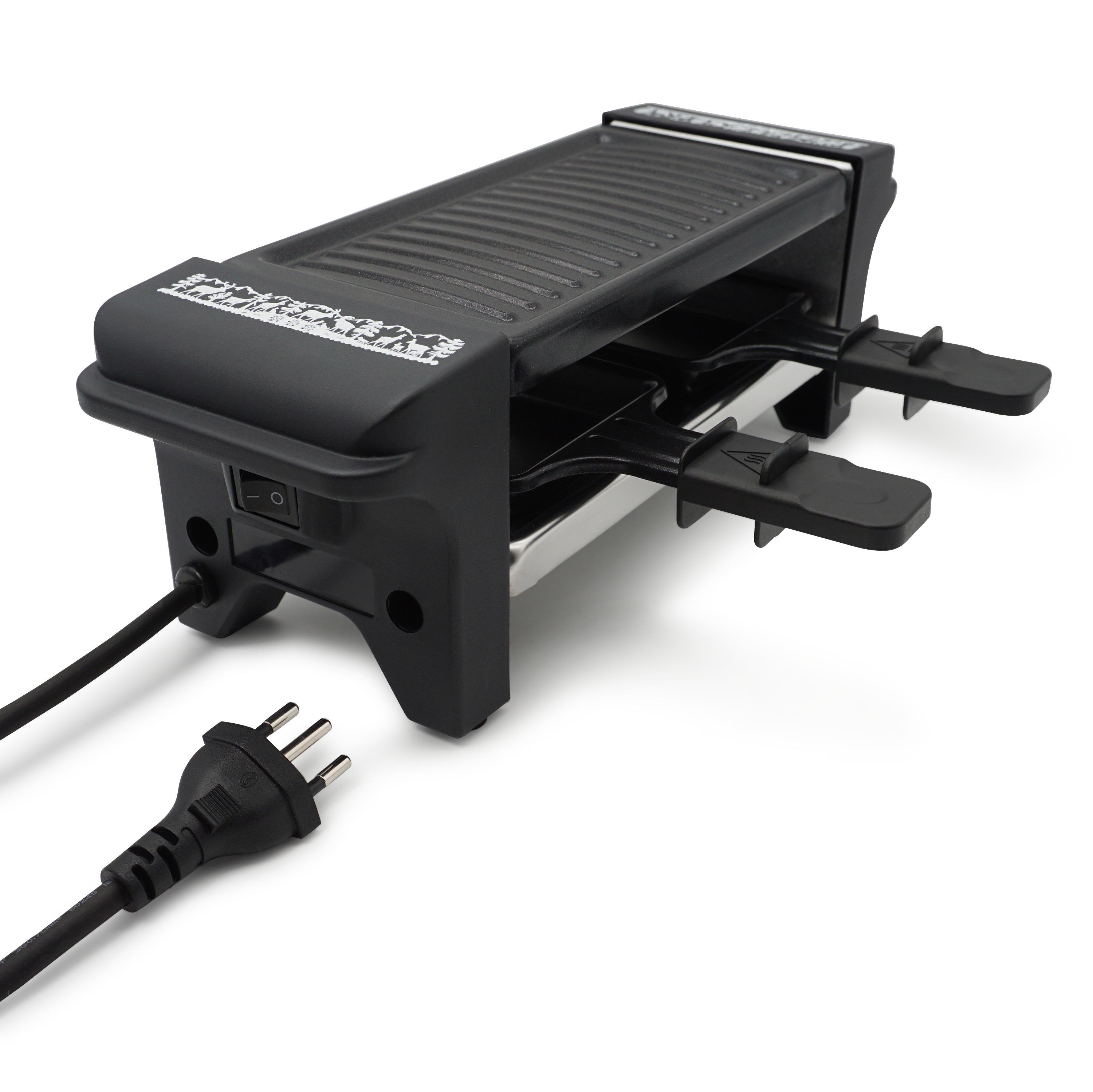 (6-tlg. Set) Raclette Gerät 350W Raclette Ofen mit geriffelter Grifffläche (309852) - Scherenschnitt