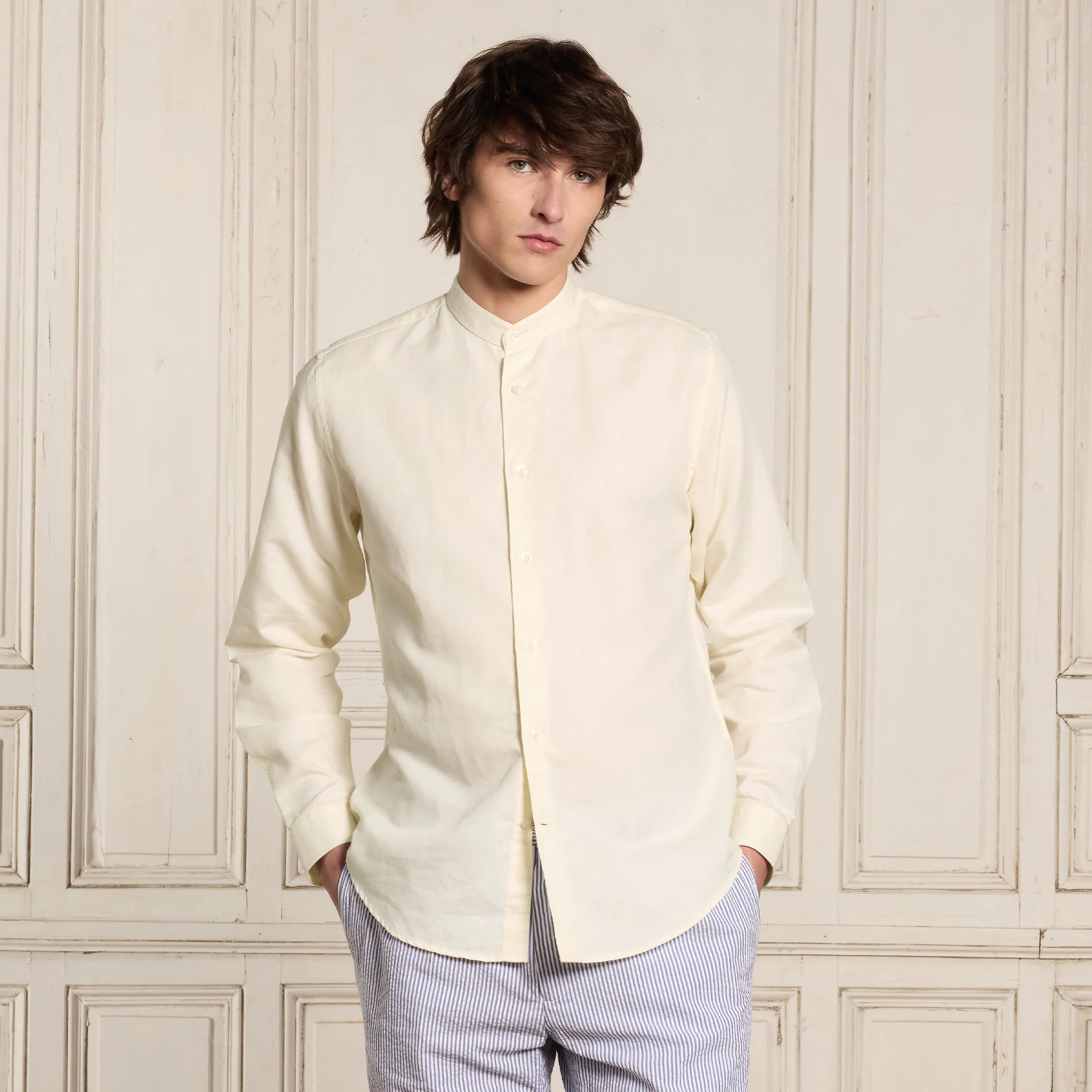 Ecru cotton and linen shirt