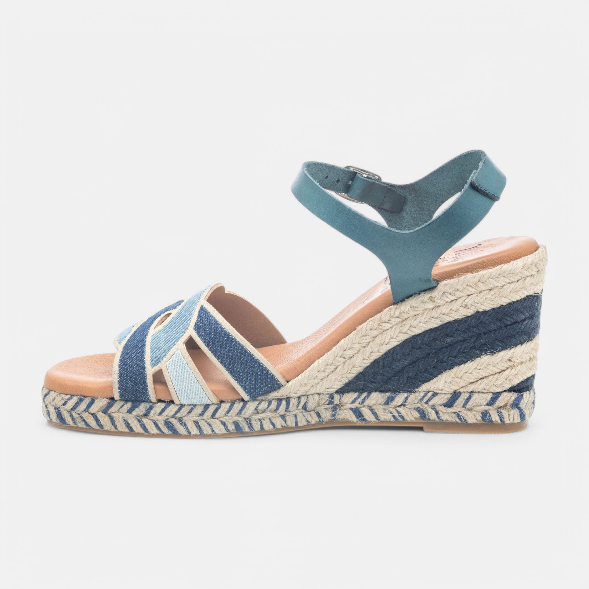 Espadrilles à talon compensé Femme bleu