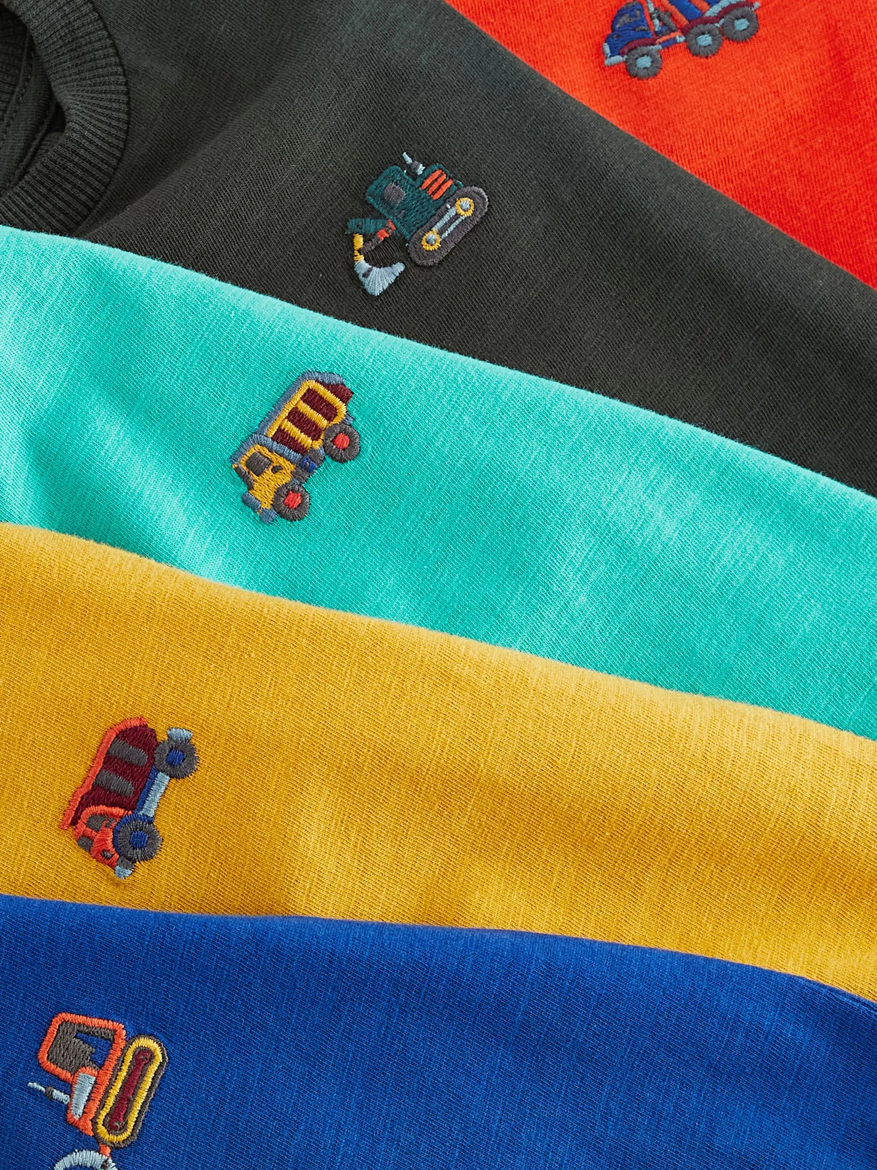 Rood/groen - Set van 5 T-shirts met korte mouwen (3mnd-7jr)