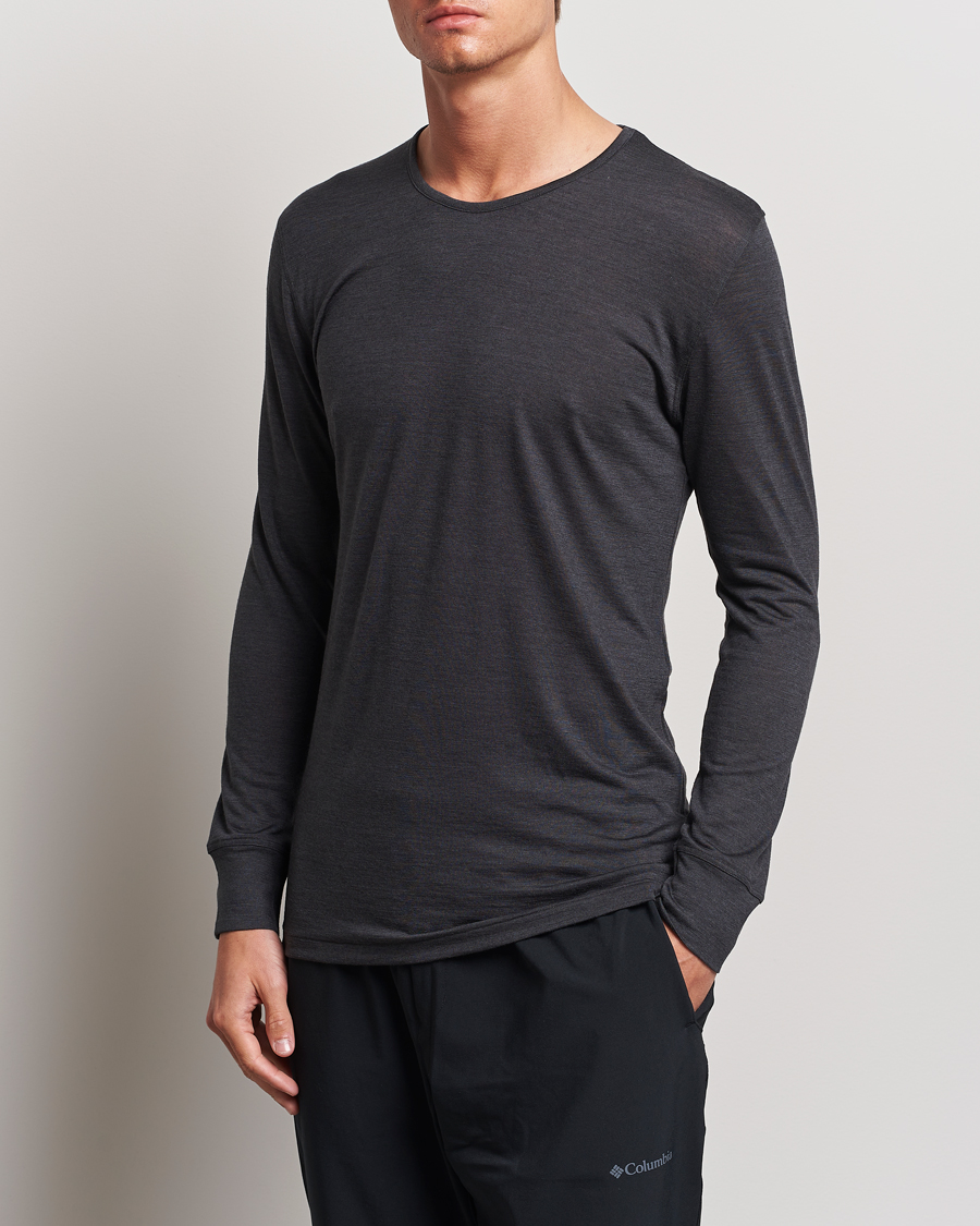 Zimmerli of Switzerland Wool/Silk Long Sleeve T-Shirt Charcoal