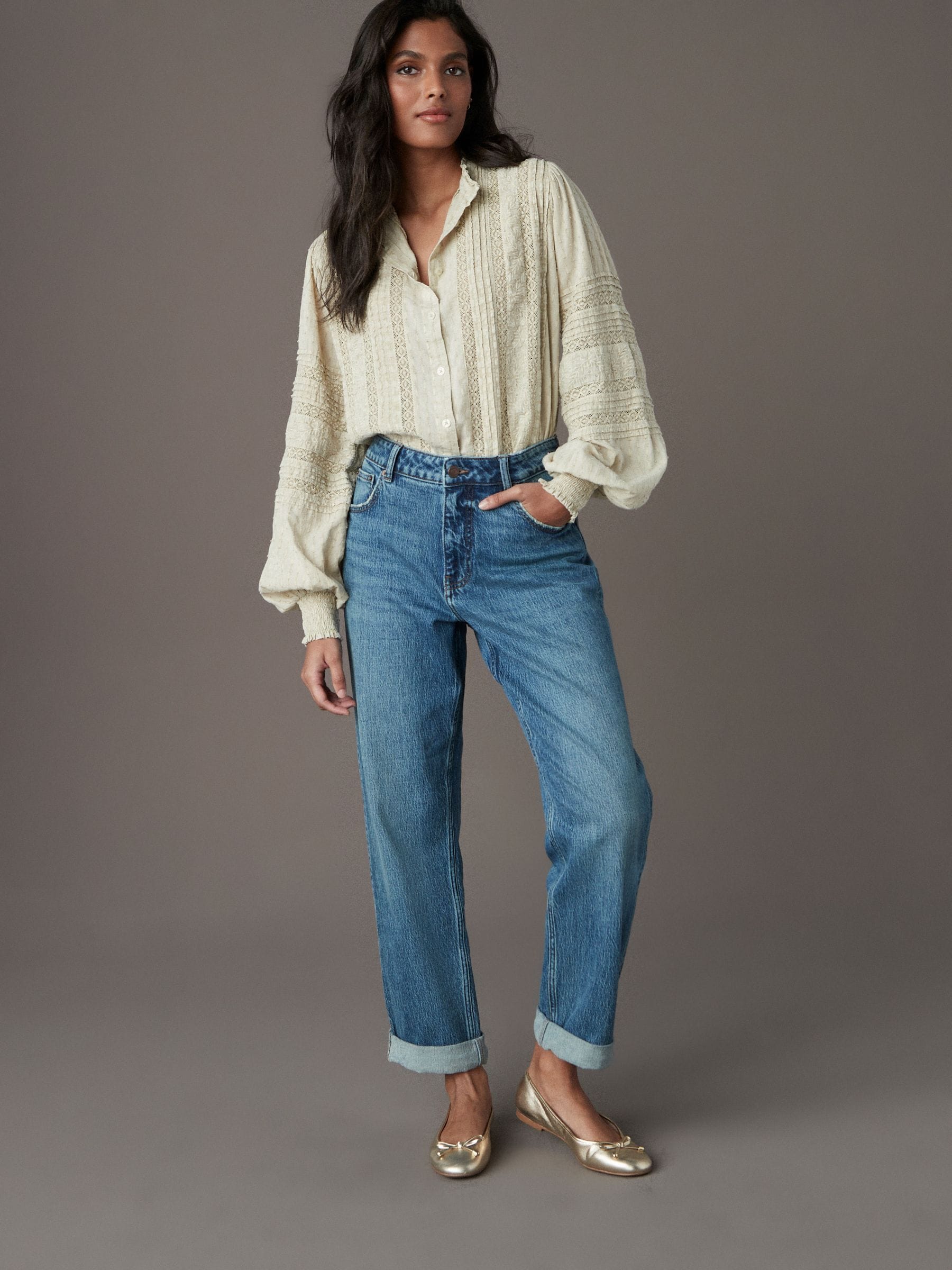 Normaal blauw - Boyfriend-jeans