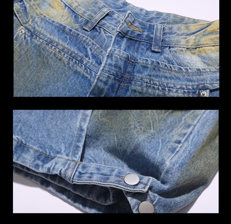 AXEN - Lage taille gewassen wijde jeans