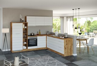 Winkelzeile Kopenhagen Front MDF Matt-Weiß ca. 240/270 x 200 x 60 cm