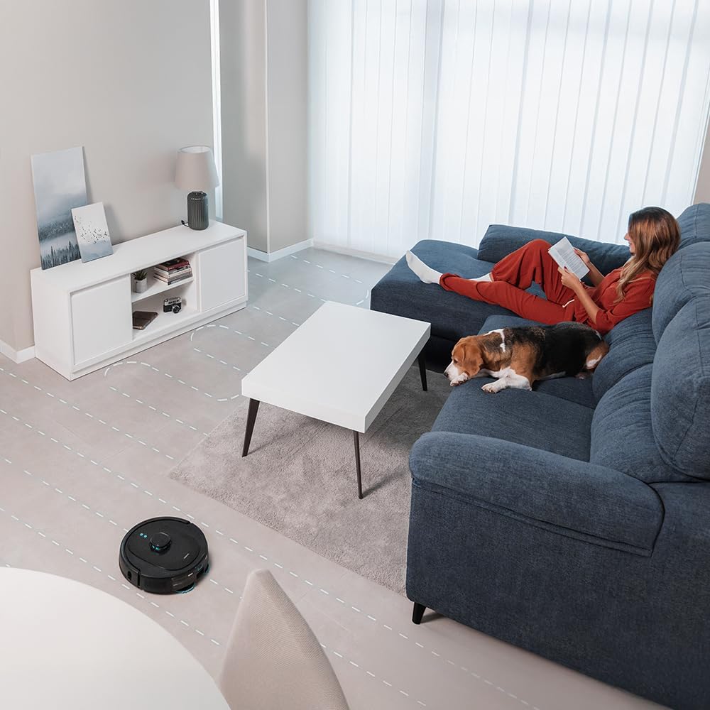 Cecotec Saugroboter Conga 9590 Spin Revolution Ultra Power Home, Lasernavigation, Künstliche Intelligenz, 10.000 Pa, max. 240 Minuten Akkulaufzeit, rotierende Mops, Silikonbürste für Haustiere.