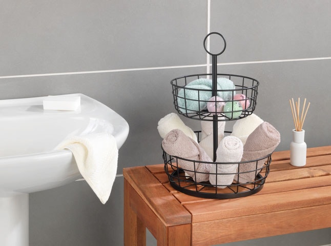 WENKO Etagere »Multi-Korb-EtagÃ¨re« moderne Gemüse- und Obstschale mit Griff, 2-stöckiger Obstkorb