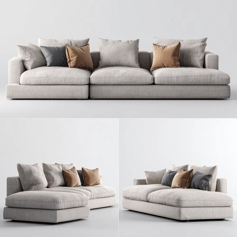 Modulares Sofa Set Stoff 300x100x75 cm – Hellgrau – Modernes Design