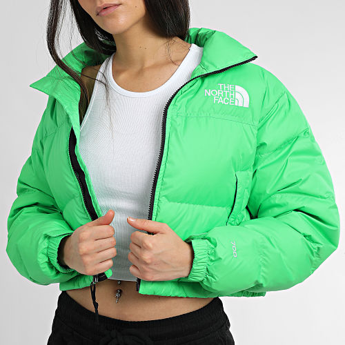 Doudoune Crop Femme Nuptse Short A5GGE Vert Fluo