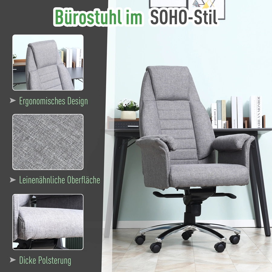 Vinsetto Bürostuhl  ergonomisch hellgrau