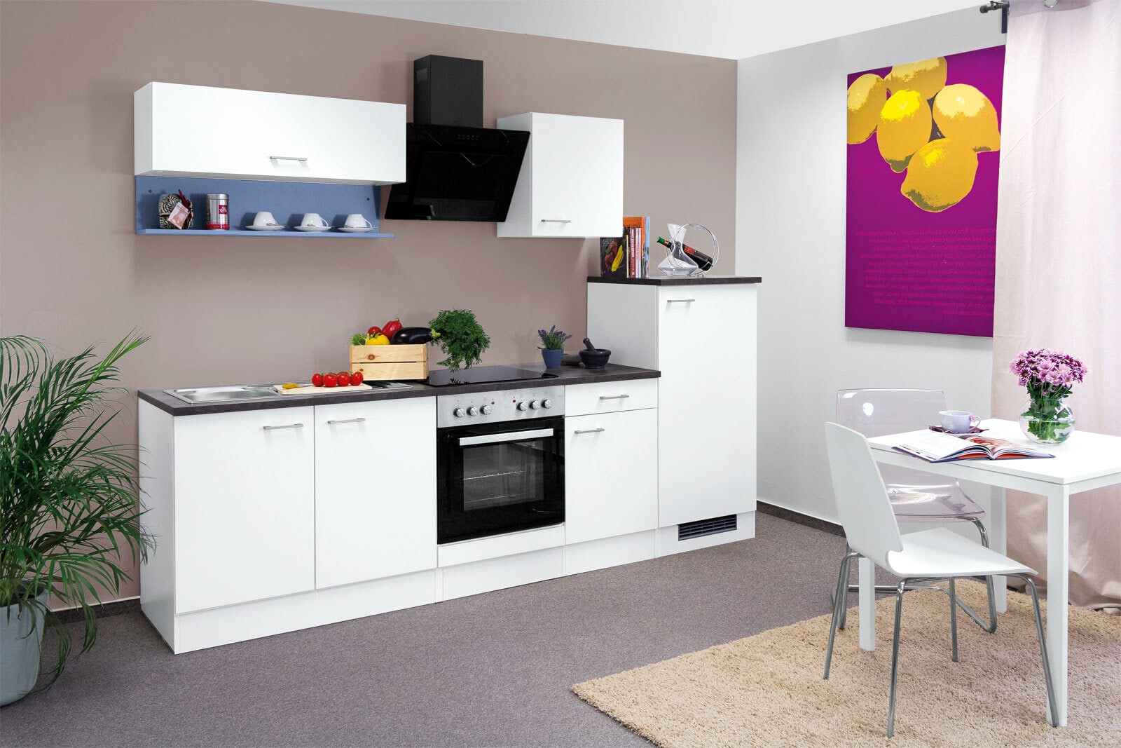 Winkelregal Lucca 100x32x32 Platinblau Metallic