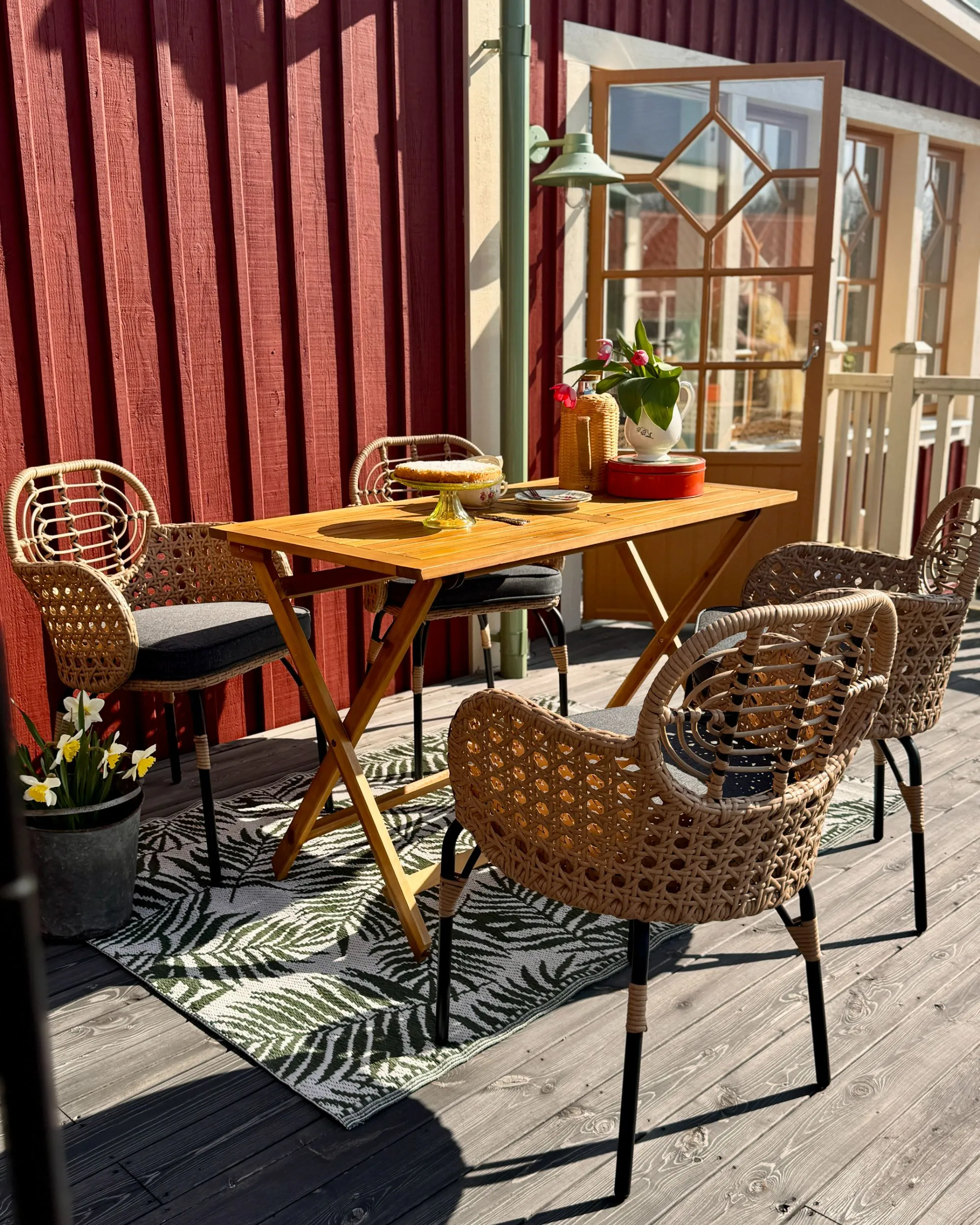 Set van 4 stoelen met zitkussen PRATELLO PE rotan Natuurlijk