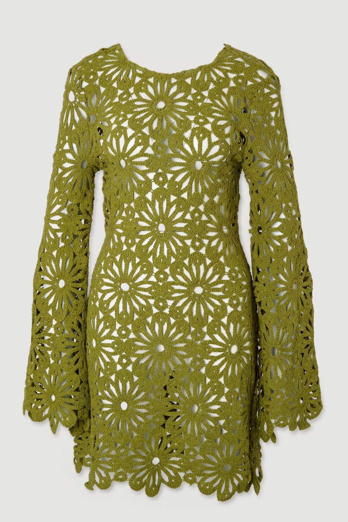 KarenMillen Robe Courte de Plage en Crochet Fleuri Tissé