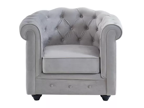 Fauteuil CHESTERFIELD - Velours gris clair
